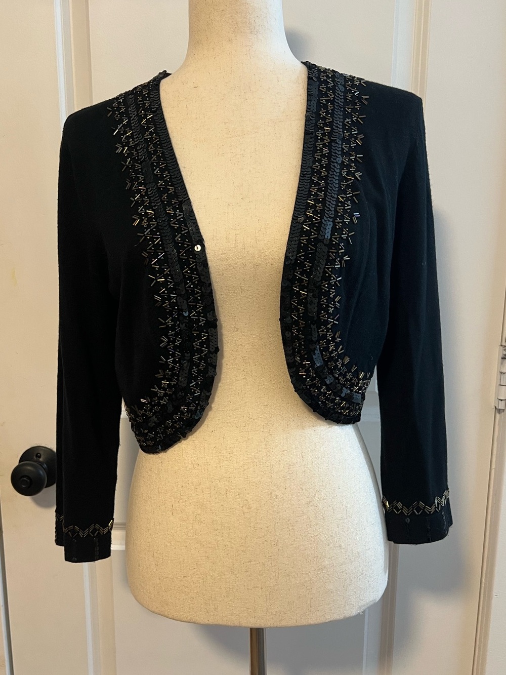 Y2K Beaded Bolero Shrug Sweater Design History Brand